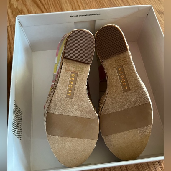 Vintage espadrilles Report Goldie striped open toe wedge 7.5 NWT - Picture 8 of 10